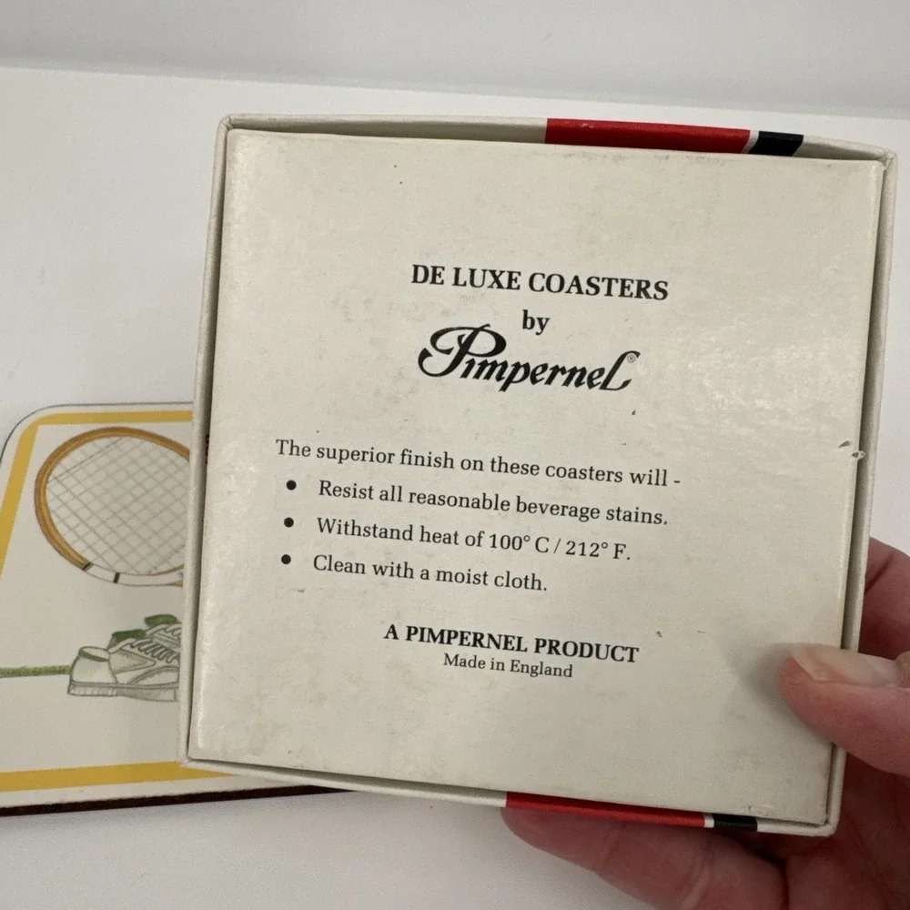 Pimpernel Tennis Set Point Coaster Set Boxed 6‎ Square England Original Box